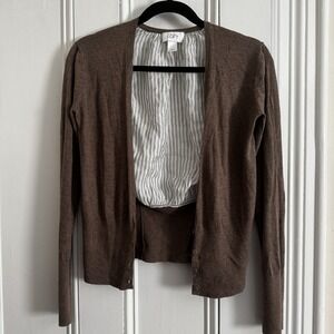 Loft‎ Cardigan Women's Size S Brown with Back Detail Long Sleeve